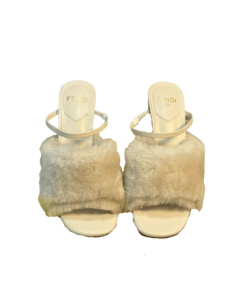 Fendi First Mink High-Heeled Sandals Light Beige