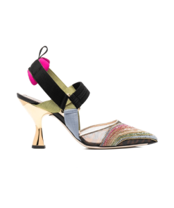 Fendi Colibri 85Mm Beaded Slingback Pumps Rainbow 8J8143Ai1E