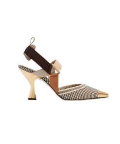 Fendi Colibri 85Mm Beaded Slingback Pumps Gold Black