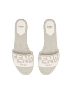 Fendi Signature Canvas Leather Slides White 8R8337Ajzuf1Hhl