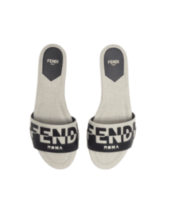 Fendi Signature Canvas Leather Slides Black 8R8337Ajzuf0Wzm