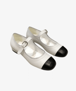 Chanel Mary Jane Two-Tone Flats Ballet Black And White