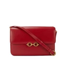 Saint Laurent Le Maillon Satchel In Smooth Leather Red