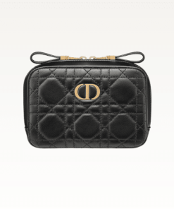 Dior Quilted Macrocannage Calfskin Caro Box Chain Bag Black