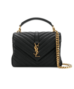 Ysl College Medium Chain In Quilted Leather Black Gold 600279Brm071000