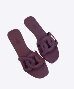 Hermes Aloha Dark Purple Slippers Sandal