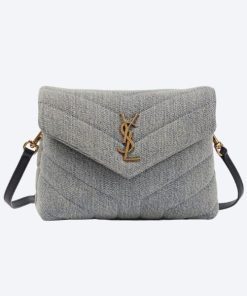 Saint Laurent Loulou Small Chain Bag In Quilted “Y” Denim Blue