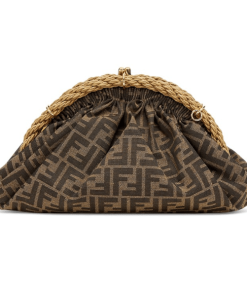 Fendi Brown Ff Fabric Pochette Shell Bag