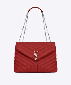 Saint Laurent Loulou Small Chain Bag In Quilted "Y" Leather Wine Red