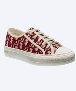 Dior Walk'N' Sneaker Oblique Embroidered Cotton Red