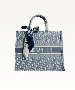 Dior Large Tote Toile De Jouy Embroidery Light Blue 42Cm