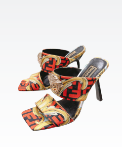 Fendace Gold Baroque Mules Ss2022 Red