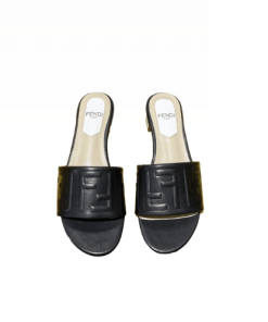 Fendi Silk Cowhide Slippers Black