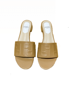 Fendi Silk Cowhide Slippers Beige