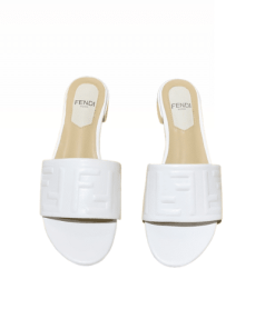 Fendi Silk Cowhide Slippers White