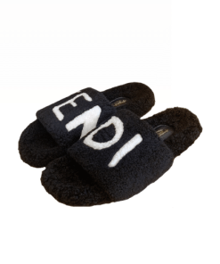 Fendi Fleece Slippers Black