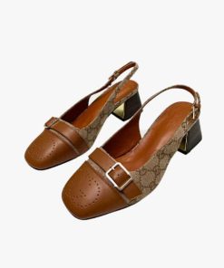 Gucci Women'S Mid Heel Slingback Brown