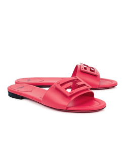 Fendi Signature Leather Sandals Slide Red 8R8136-Ae7Tf0Upa