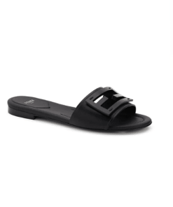 Fendi Signature Leather Sandals Slide Black 0400014271536
