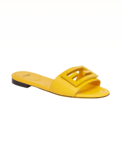 Fendi Signature Leather Sandals Slide Yellow 8R8136Ae7Tf0Vva