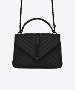 Saint Laurent College Medium Chain Bag In Quilted Leather Black Noir 24Cm 600279Brm081000