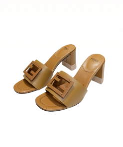 Fendi Signature Leather High Heel Beige