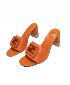 Fendi Signature Leather High Heel Orange