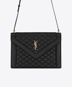 Saint Laurent Gaby Satchel In Quilted Lambskin Black Gold 26Cm 6688631El071000