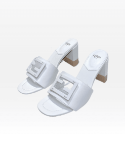 Fendi Signature Leather High Heel White