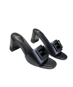 Fendi Signature Leather High Heel Black