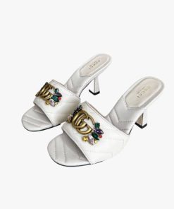 Gucci Women'S Flower Double G Slide Sandal White