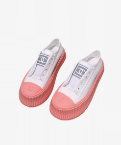 Chanel Cc Cap Toe Sneaker White And Pink