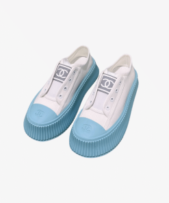 Chanel Cc Cap Toe Sneaker White And Blue