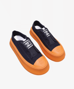 Dior Cc Cap Toe Sneaker Black And Orange