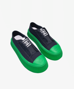 Chanel Cc Cap Toe Sneaker Black And Green