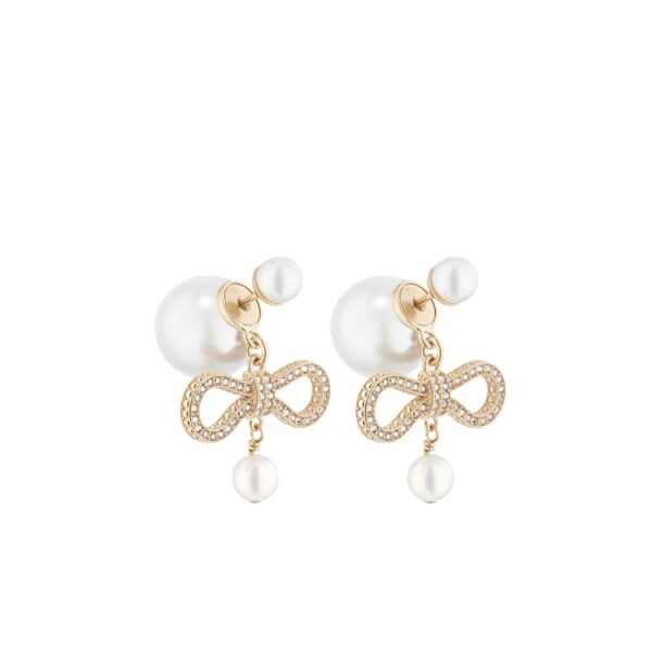 Dior Tribales Earrings In Bow Shaped With Pearls Gold