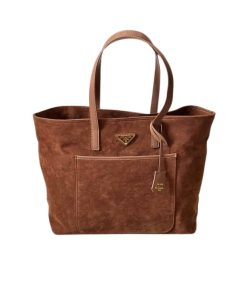 Prada Suede Double Tote Bag Cocoa Brown 35Cm