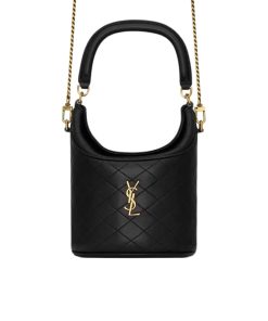 Saint Laurent Gaby Bucket Bag In Lambskin Black 18Cm 7639611El071000