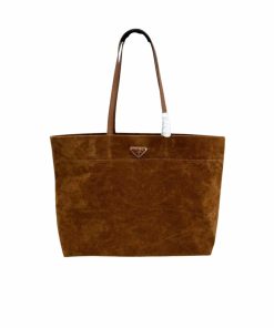 Prada Suede Tote Bag Cocoa Brown 37Cm