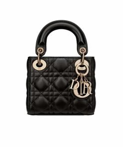 Dior Micro Lady Dior Cannage Lambskin Handbag Black 12Cm