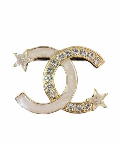 Chanel Cc Brooch Gold With Two Small Stars