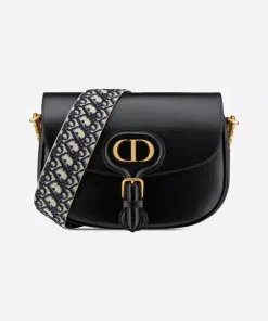 Dior Large Bobby Bag Blue Dior Oblique Embroidery Black 27Cm M9320Umob M941