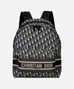 Dior Travel Backpack Navy Blue Oblique Jacquard M6104Stzq 35Cm