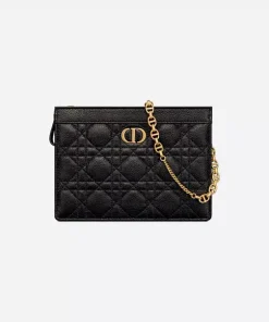 Dior Caro Zipped Pouch With Chain Black S5106Uwhc_M900