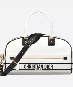 Dior Medium Vibe Zip Bowling Bag White Smooth M6202Oobr_M879