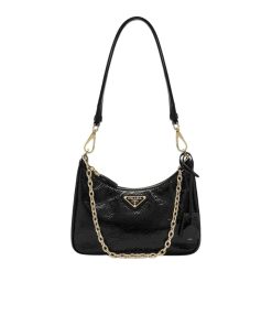 Prada Re Edition Mini Bag In Naplak Patent Leather Black 28Cm