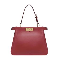 Fendi Peekaboo Soft Medium Leather Bag Red 33Cm