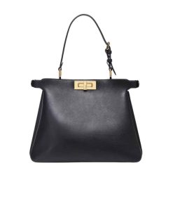 Fendi Peekaboo Soft Medium Leather Bag Black 33Cm