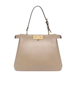 Fendi Peekaboo Soft Medium Leather Bag Dove Grey 33Cm