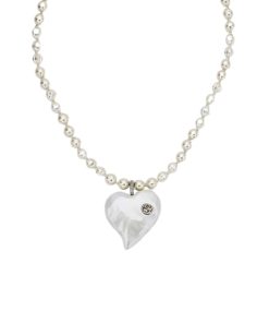 Gucci Interlocking G Heart Necklace In Palladium Tone Metal